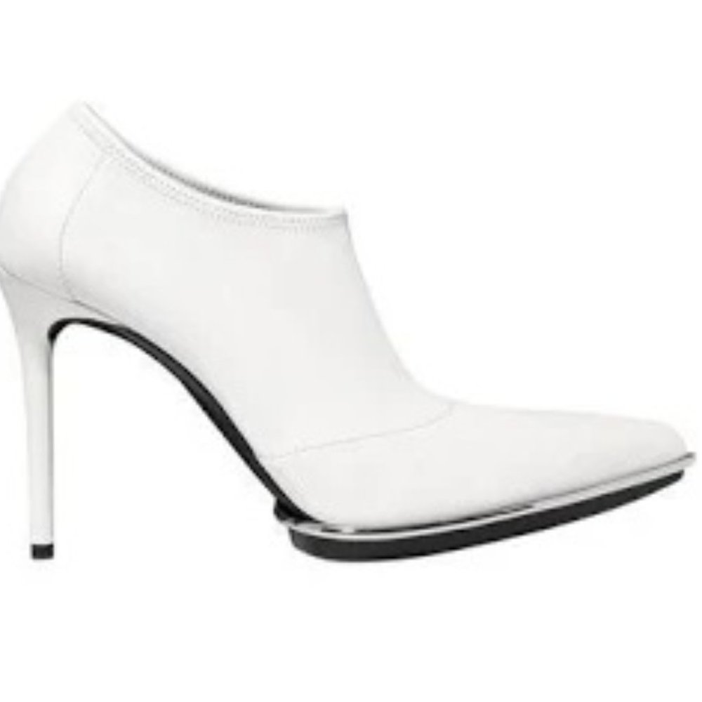 Cara Stretch Leather Booties In White